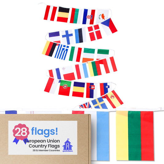 Quarterhouse European Union Country Flags - 28 EU Member Countries Per String - Polyester, 8 x 12 Inches