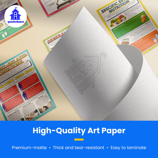 Quarterhouse Healthy Lifestyles Poster Set, Health and Physical Education Classroom Learning Materials for K-12 Students and Teachers, Set of 5, 12 x 18 Inches, Extra Durable