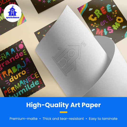 Quarterhouse Spanish Motivational (Black) Poster Set, Spanish Classroom Learning Materials for K-12 Students and Teachers, Set of 12, 12 x 18 Inches, Extra Durable