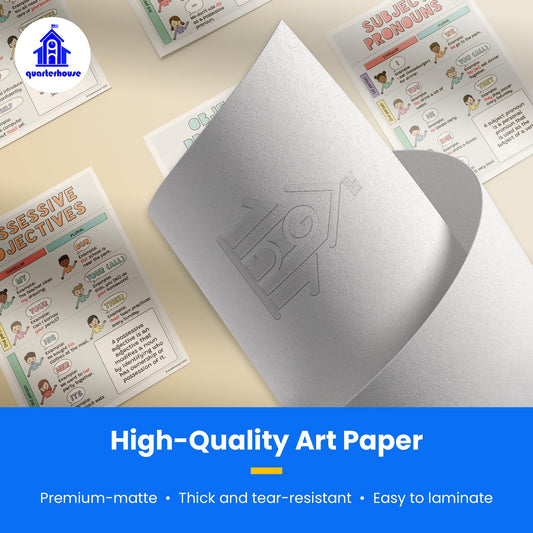 Quarterhouse Five Types of Pronouns Poster Set, English - Language Arts Classroom Learning Materials for K-12 Students and Teachers, Set of 5, 12 x 18 Inches, Extra Durable