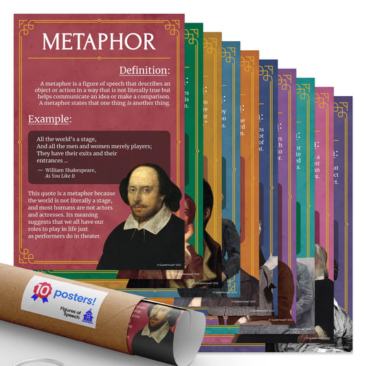 Quarterhouse Figures of Speech Poster Set, English - Language Arts Classroom Learning Materials for K-12 Students and Teachers, Set of 10, 12 x 18 Inches, Extra Durable