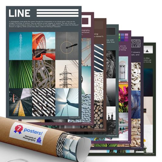 Quarterhouse Elements of Photography Poster Set, Art Classroom Learning Materials for K-12 Students and Teachers, Set of 7, 12 x 18 Inches, Extra Durable