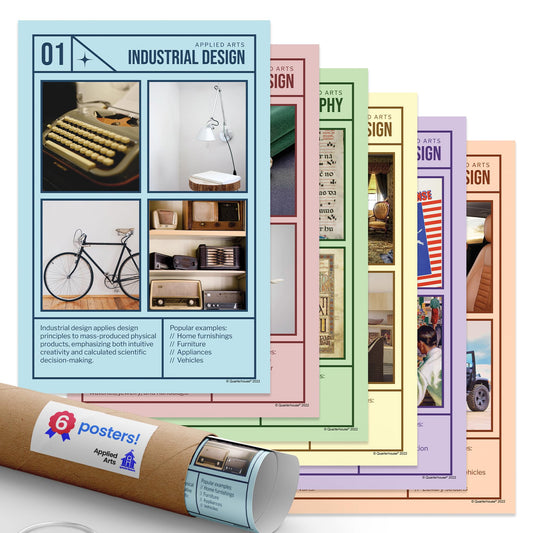 Quarterhouse Applied Arts Poster Set, Art Classroom Learning Materials for K-12 Students and Teachers, Set of 6, 12x18, Extra Durable