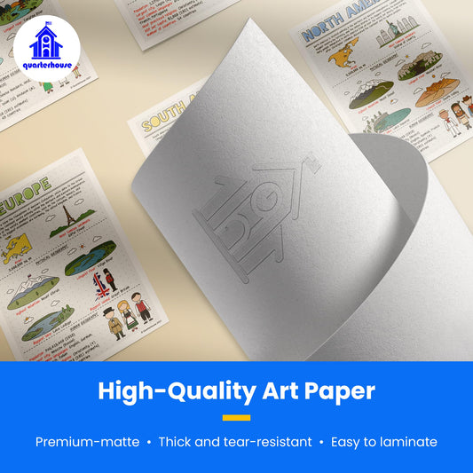 Quarterhouse Seven Continents Physical and Human Geography Poster Set, Social Studies Classroom Learning Materials for K-12 Students and Teachers, Set of 7, 12 x 18 Inches, Extra Durable