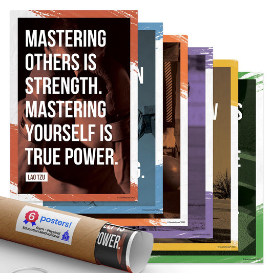 Quarterhouse Gym - Physical Education Motivational Poster Set, Physical Education and Health Classroom Learning Materials for K-12 Students and Teachers, Set of 6, 12 x 18 Inches, Extra Durable