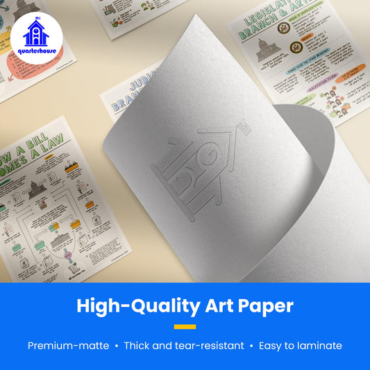 Quarterhouse US Government and Civics (Set A) Poster Set, Social Studies Classroom Learning Materials for K-12 Students and Teachers, Set of 6, 12 x 18 Inches, Extra Durable