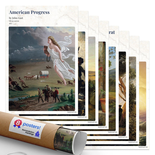 Quarterhouse Romanticism Paintings Poster Set, Art and Art History Classroom Learning Materials for K-12 Students and Teachers, Set of 8, 12 x 18 Inches, Extra Durable