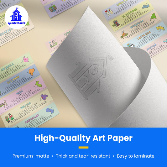 Quarterhouse Spanish Language Country Labels - 18 Latin American Countries Plus (New) Spain, Puerto Rico, and Equatorial Guinea - Non-Adhesive Label Set, Spanish Learning Materials for K-12 Students and Teachers, Set of 21, 12 x 3 Inches, Extra Durable