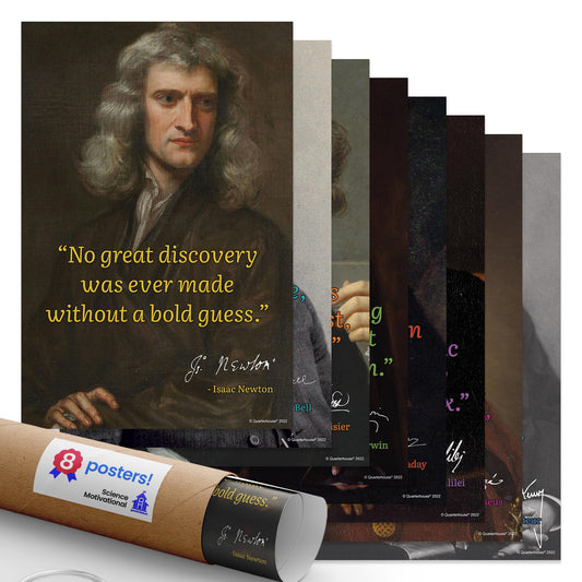 Quarterhouse Science Motivational Poster Set, Science Classroom Learning Materials for K-12 Students and Teachers, Set of 8, 12 x 18 Inches, Extra Durable