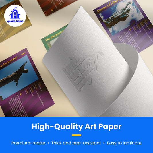 Quarterhouse Famous Statues Poster Set, Social Studies Classroom Learning Materials for K-12 Students and Teachers, Set of 7, 12 x 18 Inches, Extra Durable