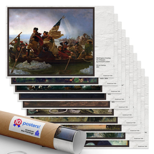 Quarterhouse American War Paintings Poster Set, Social Studies Classroom Learning Materials for K-12 Students and Teachers, Set of 10, 12 x 18 Inches, Extra Durable