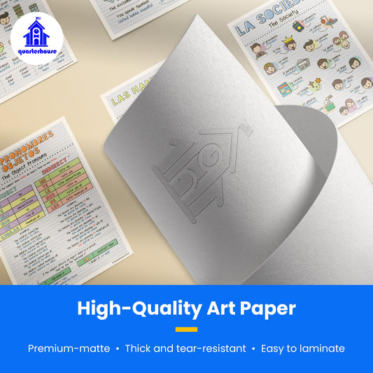 Quarterhouse Spanish Verbs & Beginner Vocabulary (Set G) Poster Set, Spanish Classroom Learning Materials for K-12 Students and Teachers, Set of 11, 12 x 18 Inches, Extra Durable