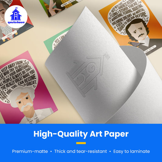 Quarterhouse Typography - Famous Quotes Poster Set, English - Language Arts Classroom Learning Materials for K-12 Students and Teachers, Set of 8, 12 x 18 Inches, Extra Durable