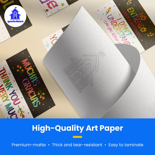 Quarterhouse Spanish Words and Phrases Poster Set, Spanish - ESL Classroom Learning Materials for K-12 Students and Teachers, Set of 12, 12 x 18 Inches, Extra Durable