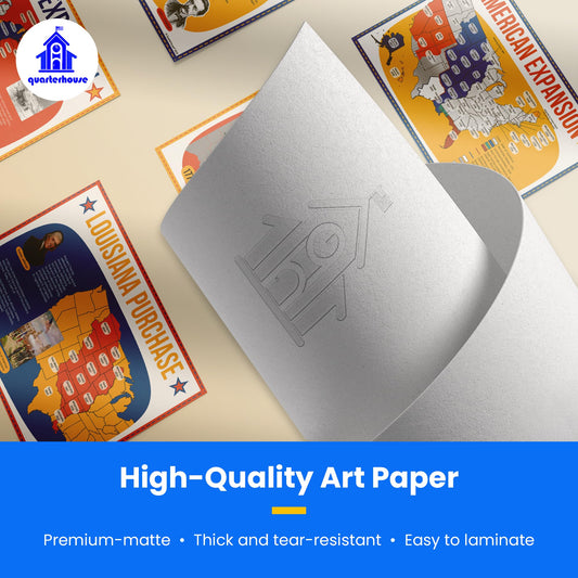 Quarterhouse American Expansion in US History Poster Set, Social Studies Classroom Learning Materials for K-12 Students and Teachers, Set of 5, 12 x 18 Inches, Extra Durable