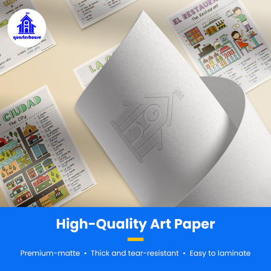 Quarterhouse Spanish Verbs & Beginner Vocabulary (Set C) Poster Set, Spanish Classroom Learning Materials for K-12 Students and Teachers, Set of 11, 12 x 18 Inches, Extra Durable