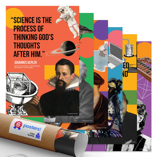 Quarterhouse STEM Quotes Poster Set, STEM Classroom Learning Materials for K-12 Students and Teachers, Set of 6, 12 x 18 Inches, Extra Durable