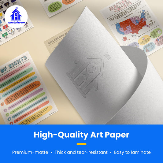 Quarterhouse US Government and Civics (Set B) Poster Set, Social Studies Classroom Learning Materials for K-12 Students and Teachers, Set of 6, 12 x 18 Inches, Extra Durable