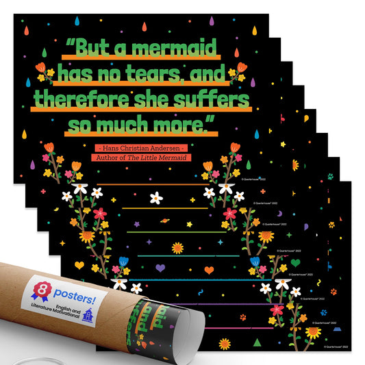 Quarterhouse English and Literature Motivational Poster Set, English - Language Arts Classroom Learning Materials for K-12 Students and Teachers, Set of 8, 12 x 18 Inches, Extra Durable