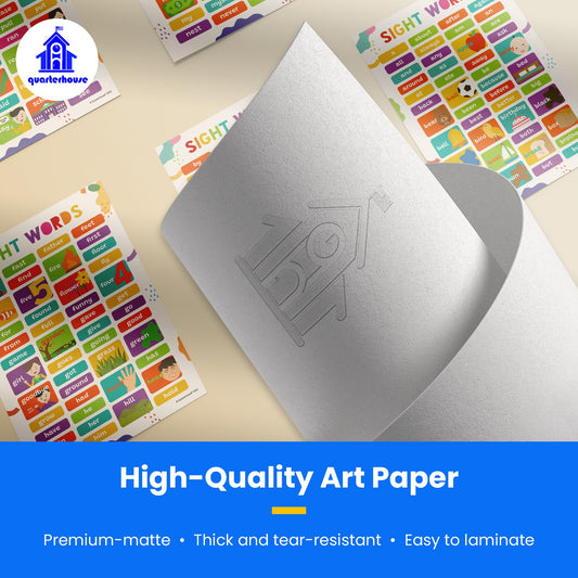 Quarterhouse Sight Words Poster Set, English-Language Arts Classroom Learning Materials for K-12 Students and Teachers, Set of 7, 12x18, Extra Durable