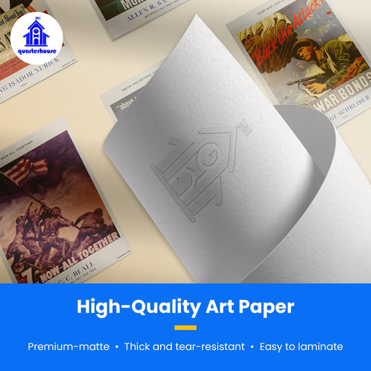 Quarterhouse WWII Posters Poster Set, Social Studies Classroom Learning Materials for K-12 Students and Teachers, Set of 8, 12 x 18 Inches, Extra Durable