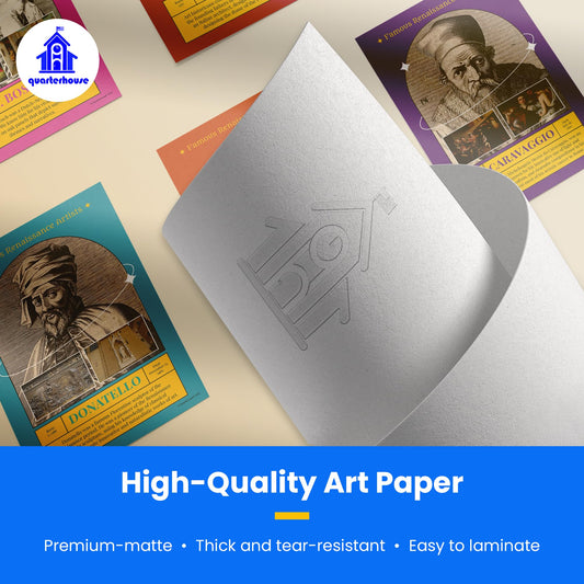 Quarterhouse Famous Renaissance Artists Poster Set, Art Classroom Learning Materials for K-12 Students and Teachers, Set of 8, 12x18, Extra Durable