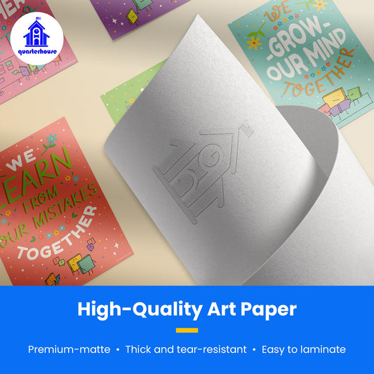 Quarterhouse Growing Together Poster Set, Primary Classroom Learning Materials for K-12 Students and Teachers, Set of 8, 12 x 18 Inches, Extra Durable