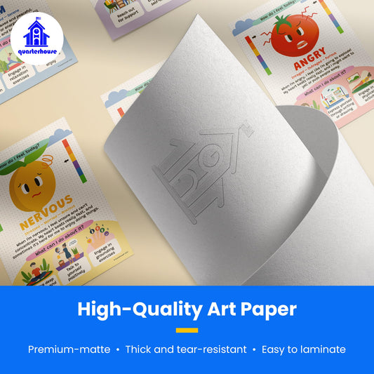 Quarterhouse Feeling Scales Poster Set, Psychology Classroom Learning Materials for K-12 Students and Teachers, Set of 6, 12x18, Extra Durable