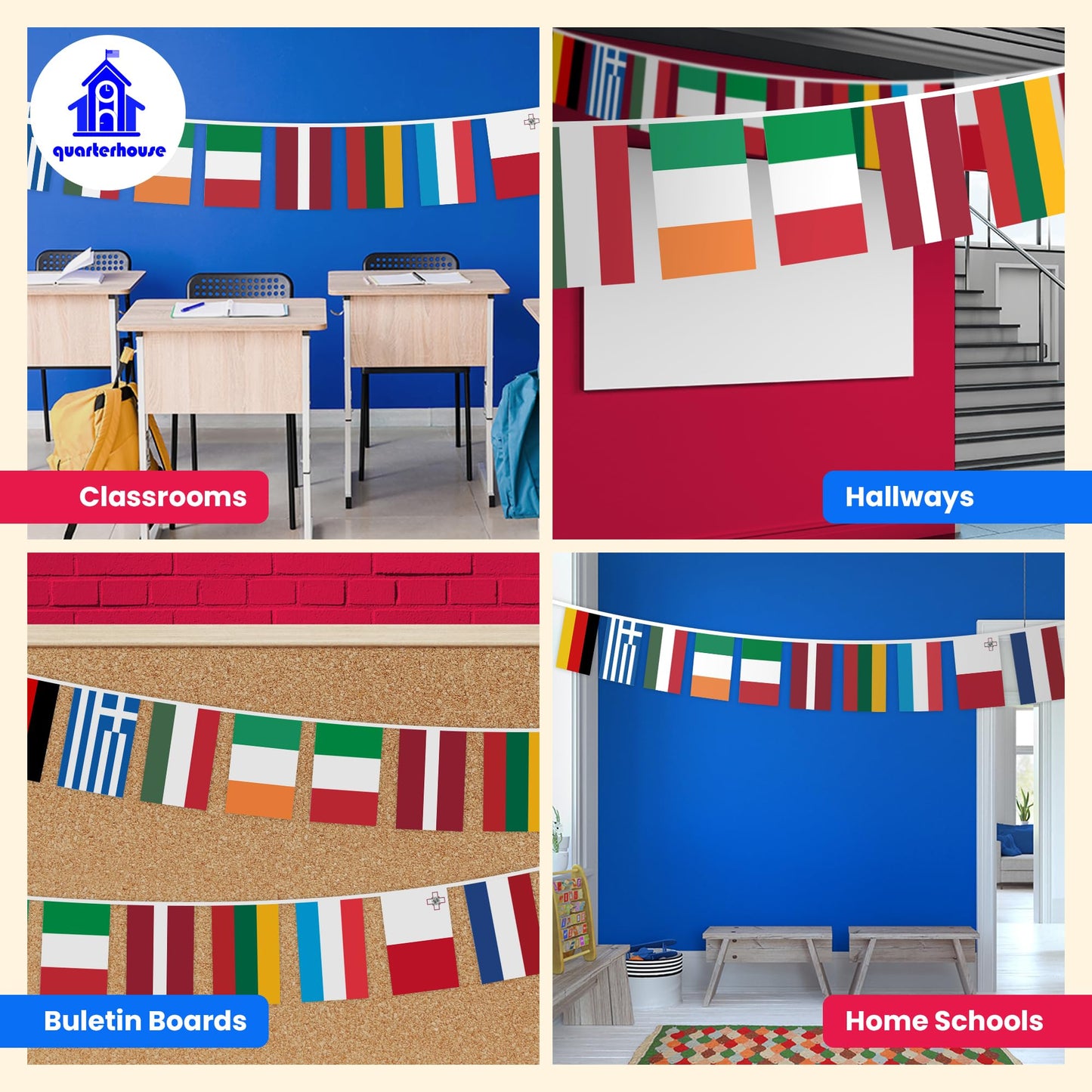 Quarterhouse European Union Country Flags - 28 EU Member Countries Per String - Polyester, 8 x 12 Inches
