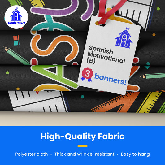 Quarterhouse Spanish Motivational (B) Banner Set, Spanish - ESL Classroom Learning Materials for K-12 Students and Teachers, Set of 3, 39 x 13.5 Inches, Extra Durable