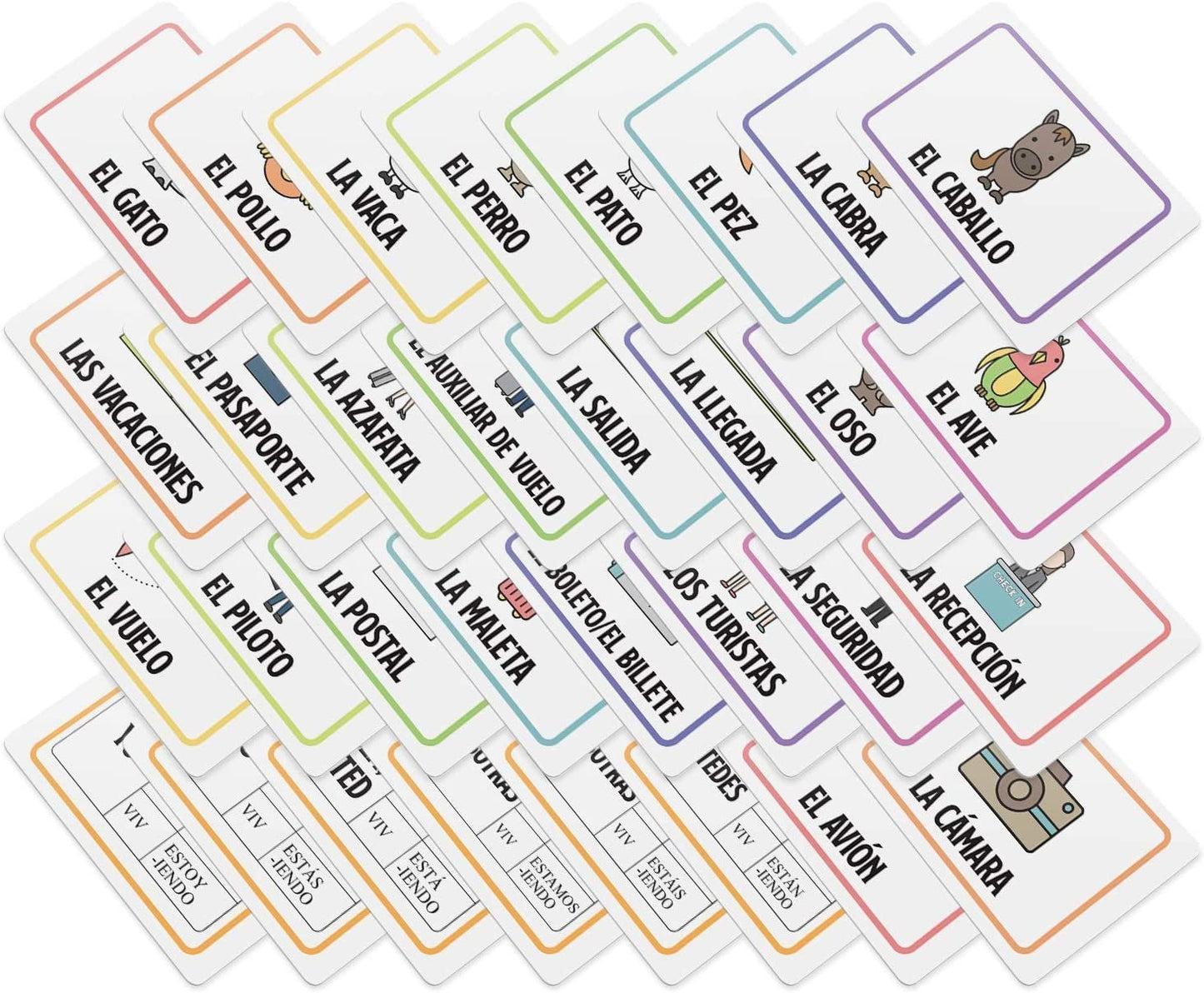 Flashitos by Quarterhouse! Spanish and French - ESL Flash Cards for K-12 Students and Teachers, Set of 52, 2.5 x 3.5 Inches