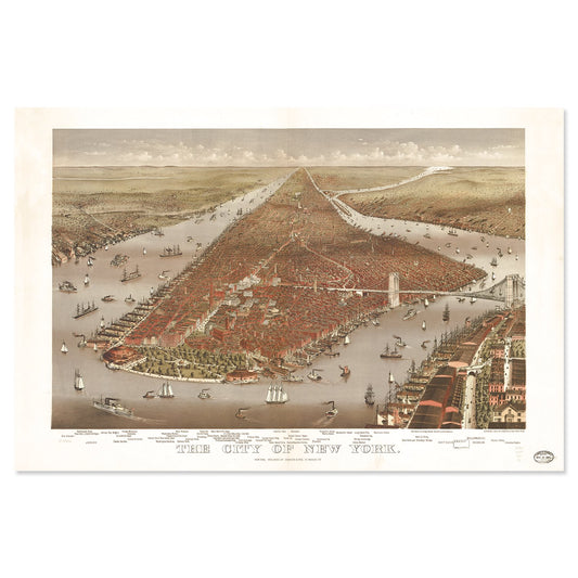 Quarterhouse Vintage 1834 Lower Manhattan Map Poster, Social Studies Classroom Materials for Teachers