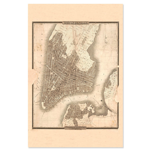 Quarterhouse Vintage 1884 Manhattan Map Poster, Social Studies Classroom Materials for Teachers
