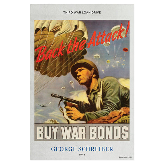 Quarterhouse WWII, 'Back The Attack' Poster, Social Studies Classroom Materials for Teachers