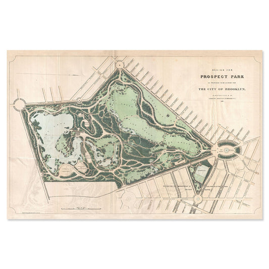 Quarterhouse Vintage 1864 Prospect Park (Brooklyn) Map Poster, Social Studies Classroom Materials for Teachers