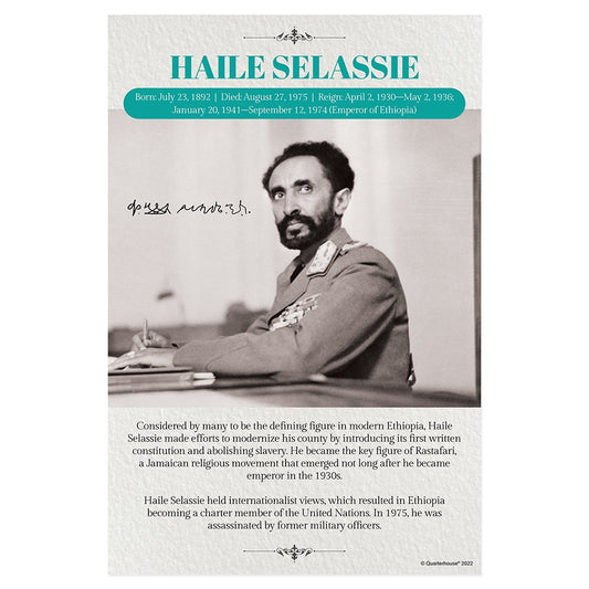 Quarterhouse Haile Selassie Biographical Poster, Social Studies Classroom Materials for Teachers
