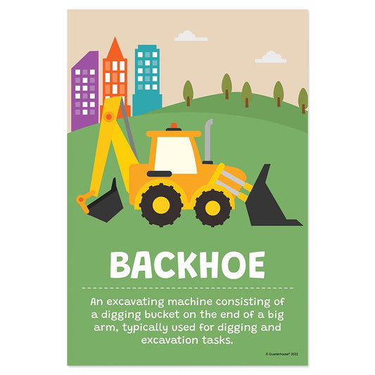 Quarterhouse Backhoe Poster, Elementary Classroom Materials for Teachers