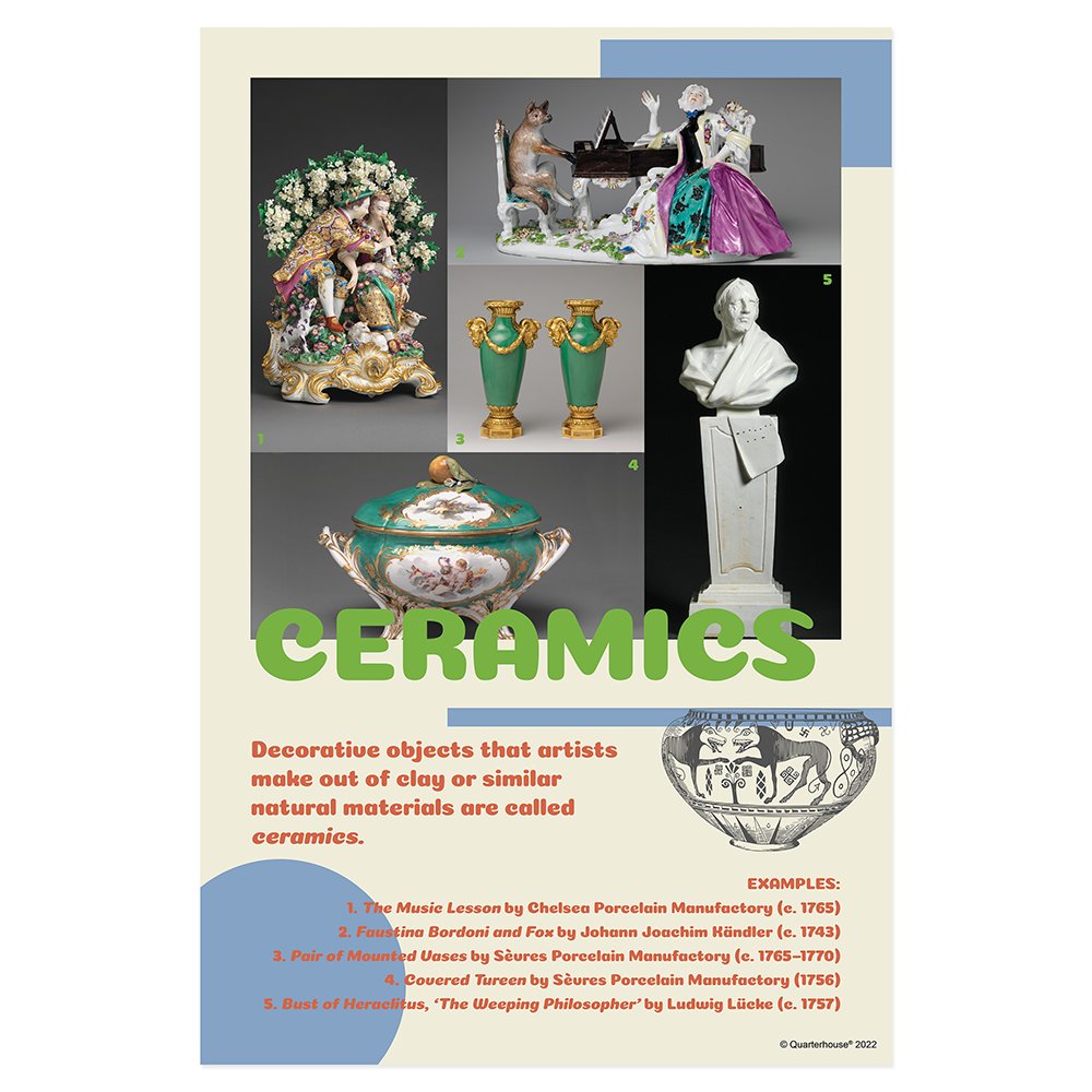 Quarterhouse Art Mediums - Ceramics Poster, Art Classroom