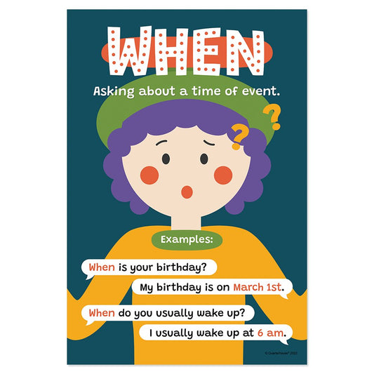 Quarterhouse When Question Word Poster, English-Language Arts Classroom Materials for Teachers