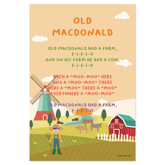 Quarterhouse Old MacDonald Poster, Elementary Classroom Materials for Teachers