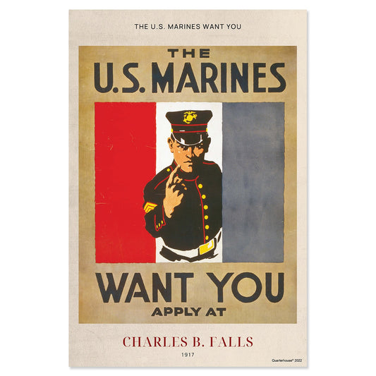Quarterhouse WWI, 'The U.S. Marines Want You' Poster, Social Studies Classroom Materials for Teachers