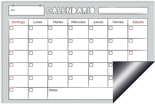 Quarterhouse Spanish Classroom Magnetic Monthly Calendar and Planner - Dry Erase; Sticks to Whiteboards - 31 Days - 18 x 12 Inches