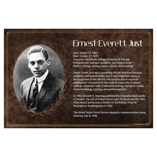 Quarterhouse Black Scientists - Ernest Everett Just Biographical Poster, Science Classroom Materials for Teachers