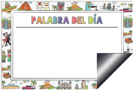 Quarterhouse Spanish Classroom Magnetic Word of The Day (Palabra del Día) Chart - Dry Erase; Sticks to Whiteboards - 18 x 12 Inches