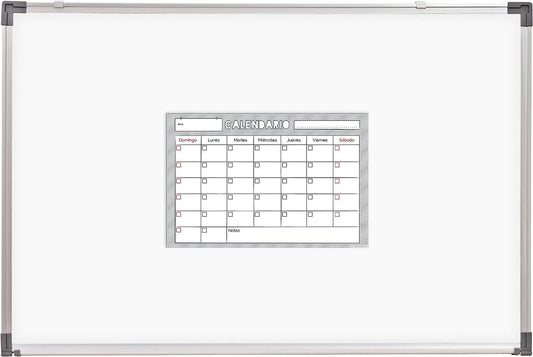 Quarterhouse Spanish Classroom Magnetic Monthly Calendar and Planner - Dry Erase; Sticks to Whiteboards - 31 Days - 18 x 12 Inches