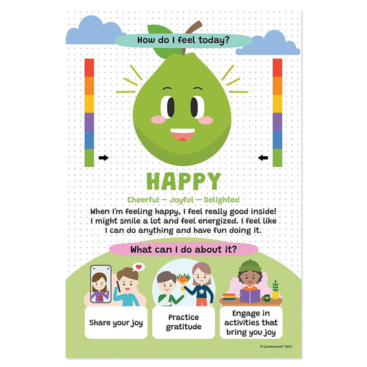 Quarterhouse Happy Feeling Scale Poster, Psychology Classroom Materials for Teachers