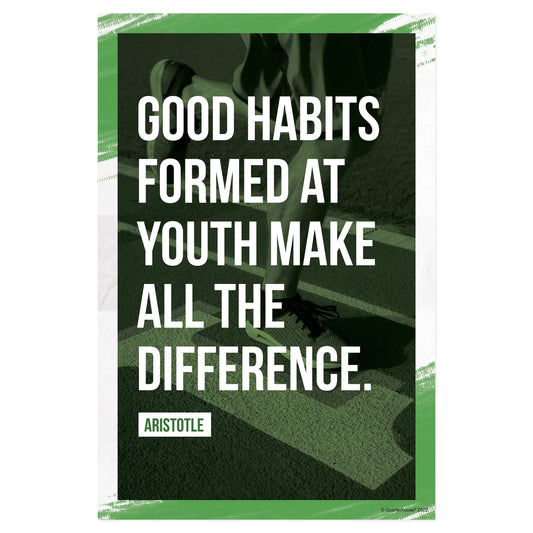 Quarterhouse Workout Quotables - Aristotle Gym Motivational Poster, Physical Education Classroom Materials for Teachers