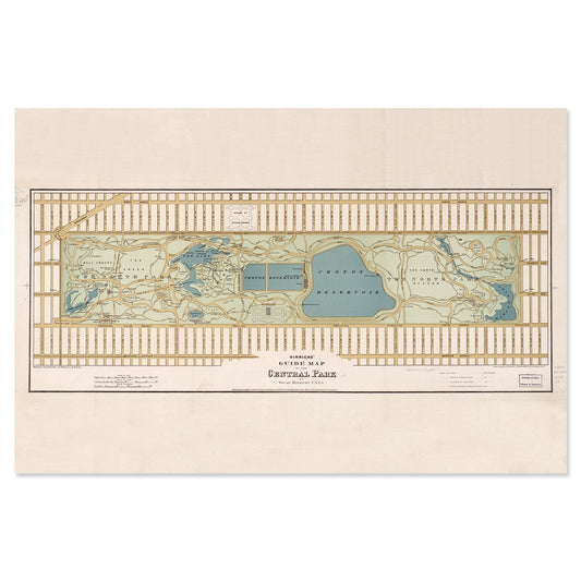 Quarterhouse Vintage 1875 Central Park Map Poster, Social Studies Classroom Materials for Teachers
