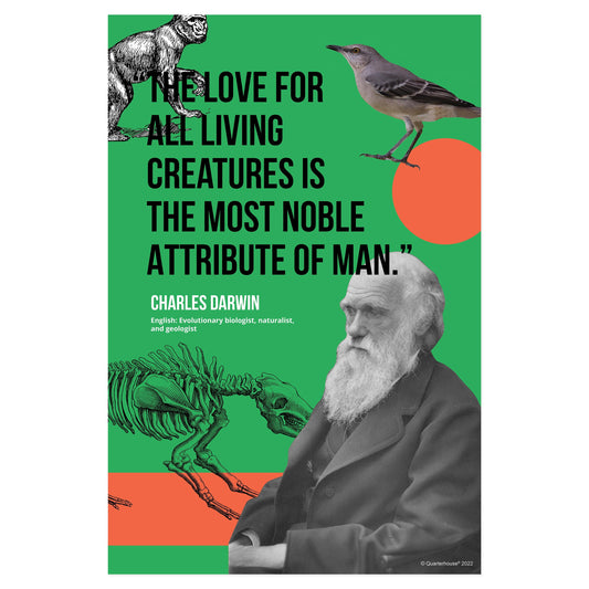 Quarterhouse STEM Quotables - Charles Darwin Poster, Science Classroom Materials for Teachers