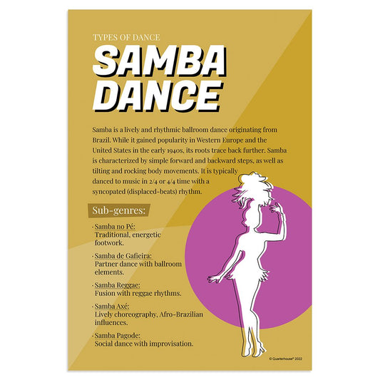 Quarterhouse Samba Dance Poster, Music Classroom Materials for Teachers